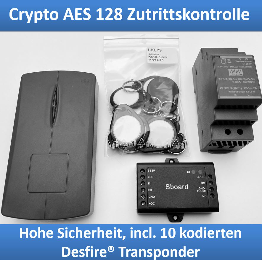 Desfire-Crypto-Zutrittskontrolle Access control with AES128 encryption for Desfire® Crypto Tags