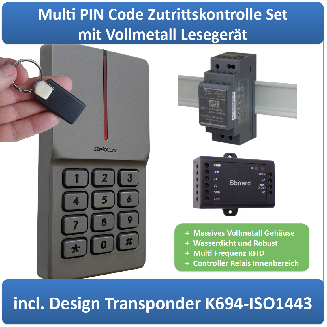 Robuste-PIN-Code-RFID-Multi-Frequenz-Zutrittskontrolle