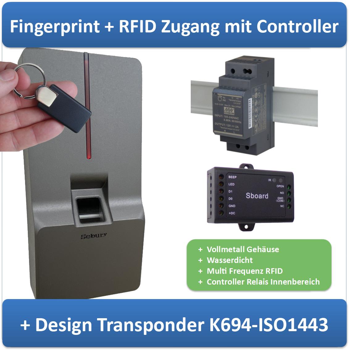 Metallgehäuse mit Klingeltaste & Design-Transponder RFID und PIN-Code-Schloss 