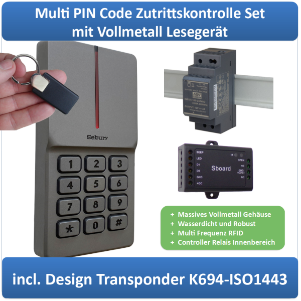 Robuste PIN Code Zutrittskontrolle mit Vollmetall Lesegerät